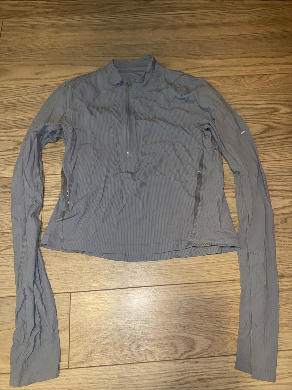 Light Gray Long-Sleeve Quarter-Zip Women's Top